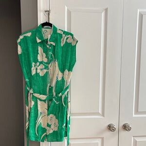 Mango Emerald Floral Mini Dress